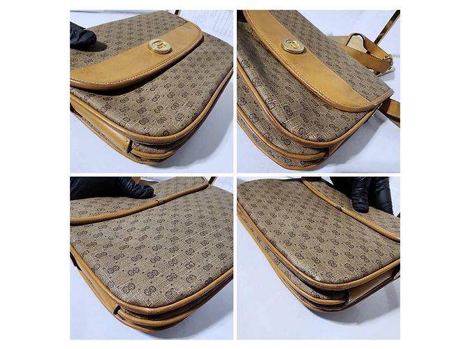 GUCCI Vintage Micro GG Canvas Schultertasche Beige/Braun - Ansicht 15