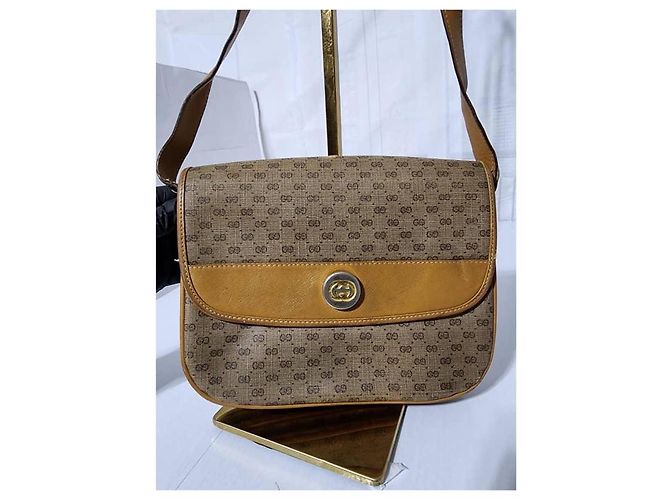 GUCCI Vintage Micro GG Canvas Schultertasche Beige/Braun - Ansicht 5