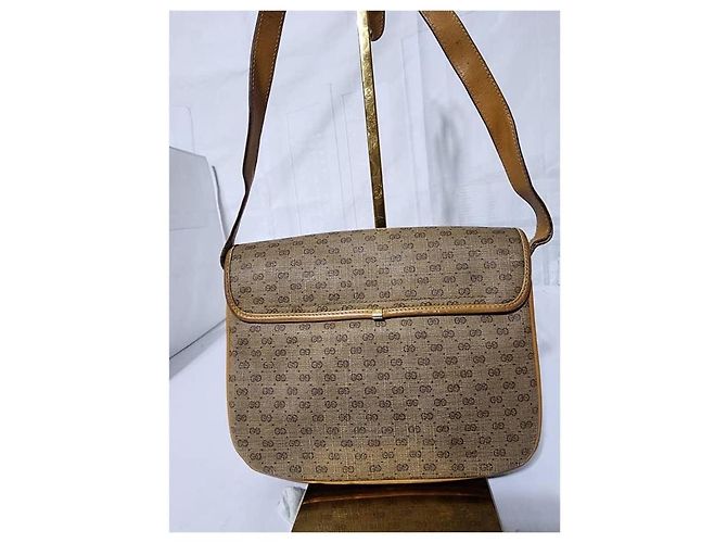GUCCI Vintage Micro GG Canvas Schultertasche Beige/Braun - Ansicht 6
