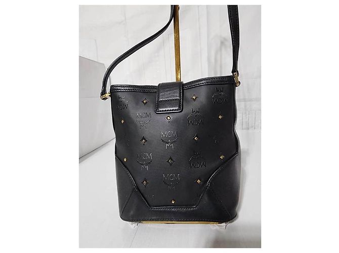 Borsa a tracolla Mini Claudia Studs in tela rivestita MCM nera Nero - vista 7