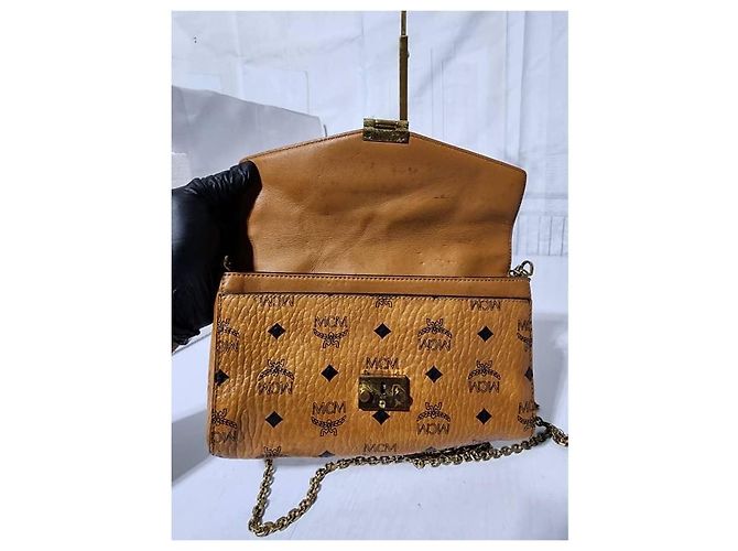 MCM Visetos Medium Patricia Wallet On Chain Cognac Marrone - vista 10