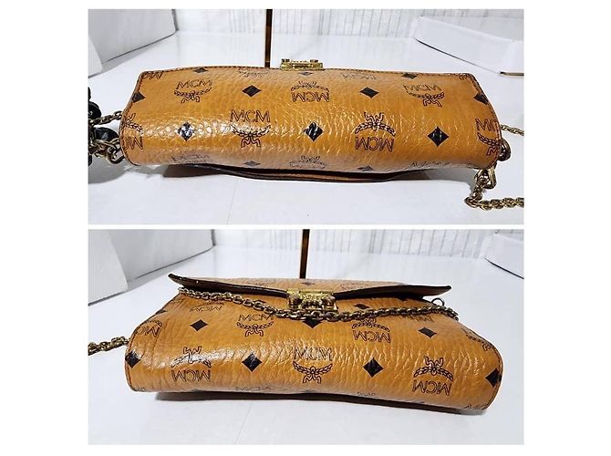 MCM Visetos Medium Patricia Wallet On Chain Cognac Marrone - vista 12