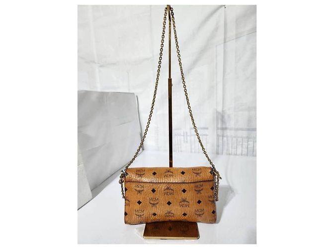 MCM Visetos Medium Patricia Wallet On Chain Cognac Marrone - vista 4
