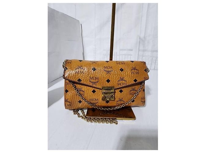 MCM Visetos Medium Patricia Wallet On Chain Cognac Marrone - vista 7