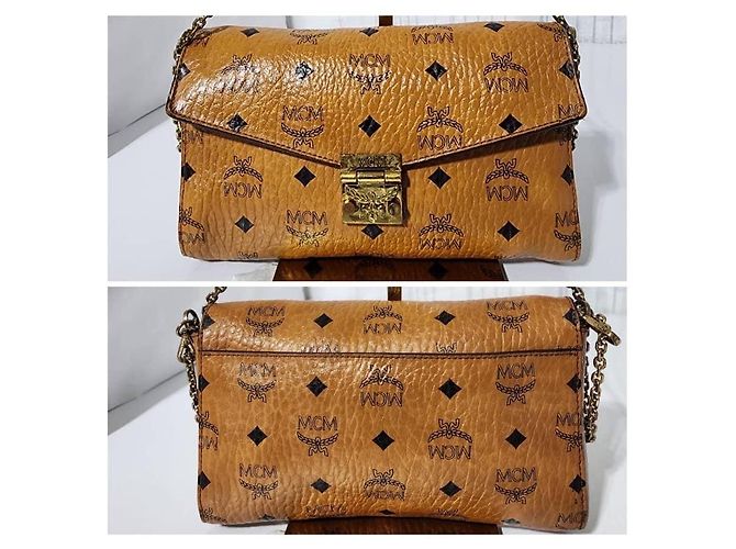 MCM Visetos Medium Patricia Wallet On Chain Cognac Marrone - vista 8