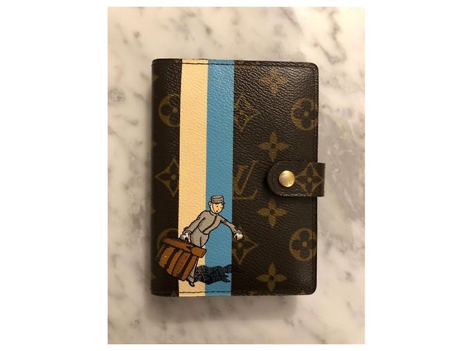 Louis Vuitton Monogram Tintin Groom Bellboy Couverture d'agenda Marron Bleu Écru - vue 2