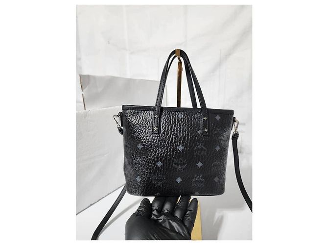 MCM Mini Borsa Tote Nera/Grigia Nero Grigio - vista 4