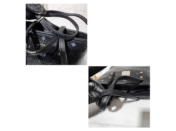 MCM Mini Borsa Tote Nera/Grigia Nero Grigio - vista 9