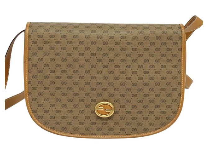 GUCCI Micro GG Supreme Schultertasche PVC Beige Gold Auth th6085 Golden - Ansicht 2