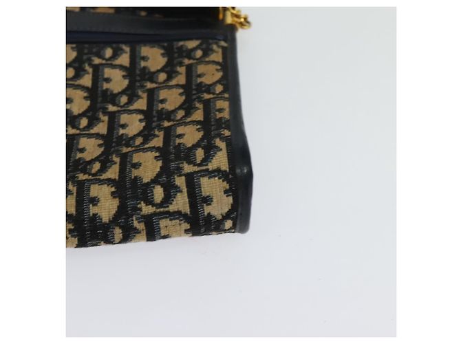 Borsa a spalla in tela Trotter Christian Dior blu navy oro Auth 125910 D'oro - vista 11