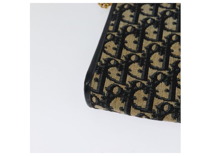 Borsa a spalla in tela Trotter Christian Dior blu navy oro Auth 125910 D'oro - vista 12