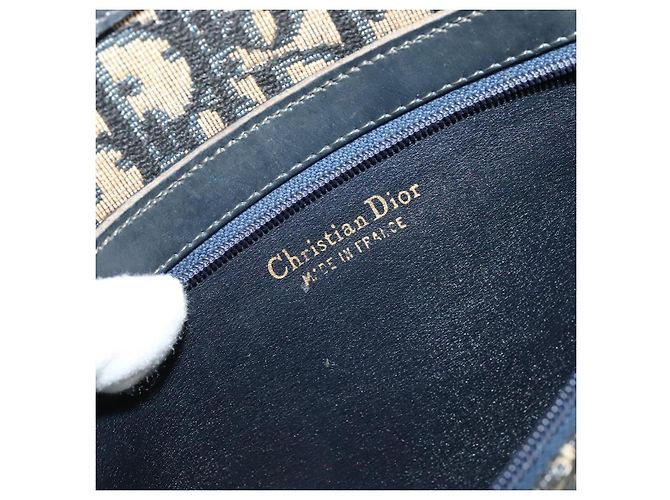 Borsa a spalla in tela Trotter Christian Dior blu navy oro Auth 125910 D'oro - vista 18