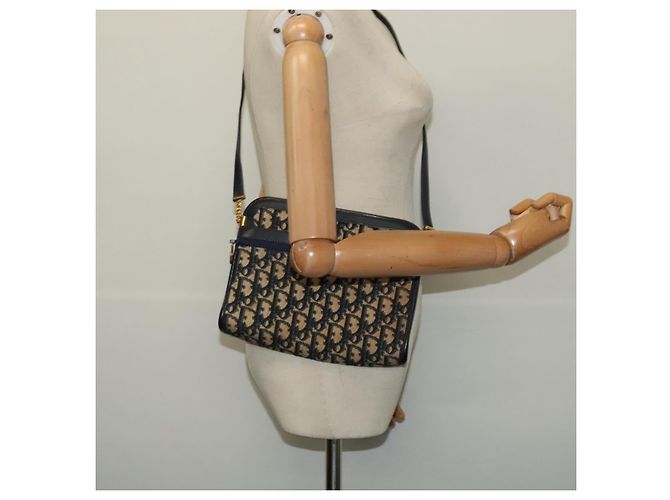 Borsa a spalla in tela Trotter Christian Dior blu navy oro Auth 125910 D'oro - vista 19