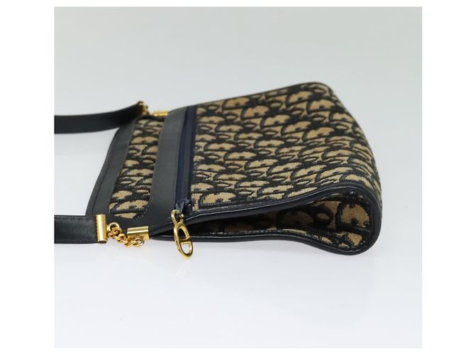 Borsa a spalla in tela Trotter Christian Dior blu navy oro Auth 125910 D'oro - vista 4