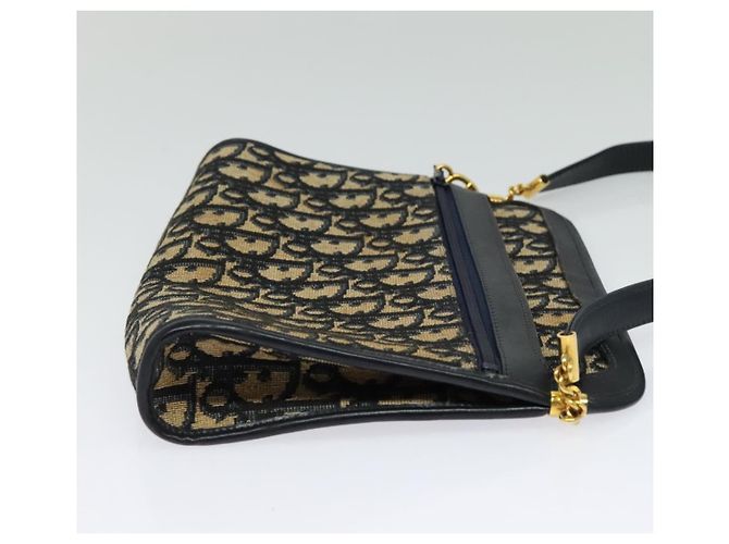Borsa a spalla in tela Trotter Christian Dior blu navy oro Auth 125910 D'oro - vista 5