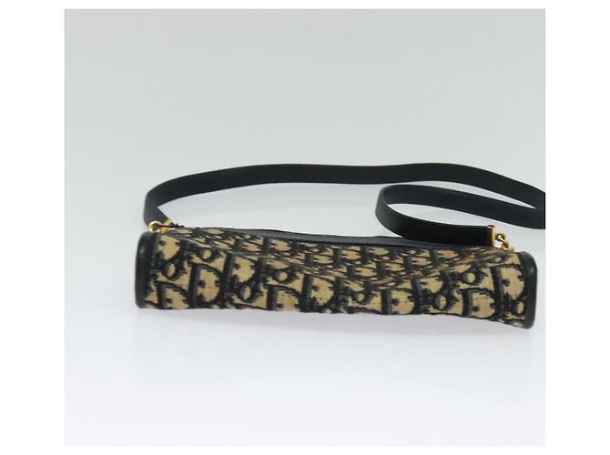 Borsa a spalla in tela Trotter Christian Dior blu navy oro Auth 125910 D'oro - vista 9