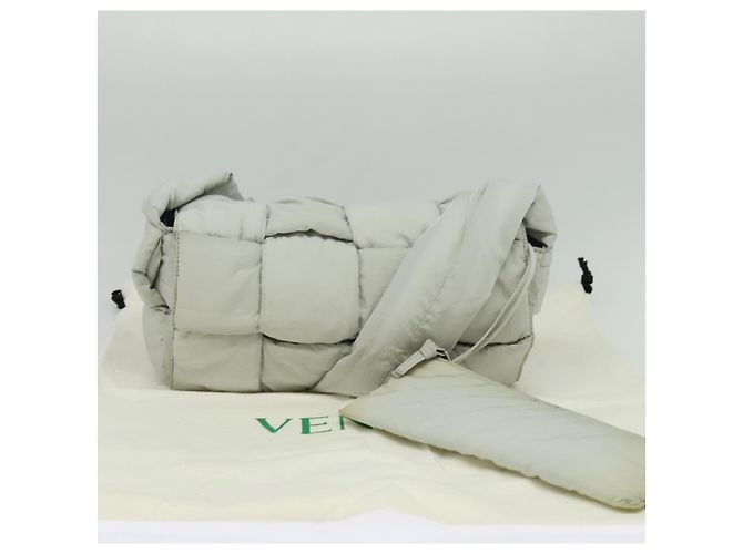 Autre Marque BAGUE VENETA MAXI INTRECCIATO Borsa a spalla in nylon grigio Auth mr1362 Marrone - vista 28