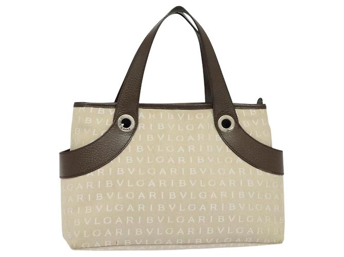 Bulgari BVLGARI Logo Mania Tote Bag aus Canvas Beige Silber Auth BA2559 - Ansicht 2