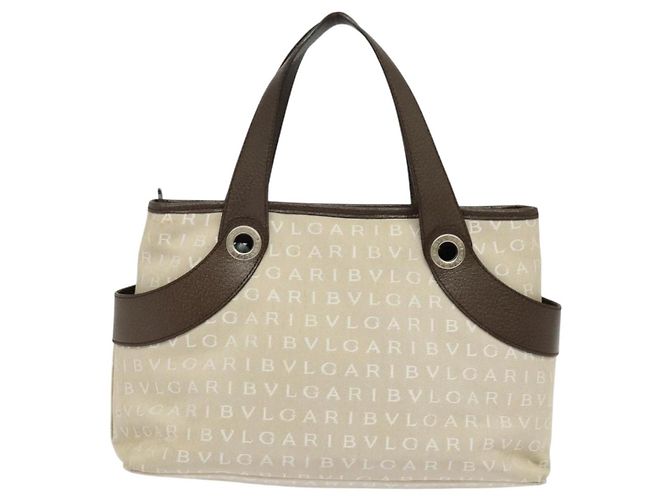 Bulgari BVLGARI Logo Mania Tote Bag aus Canvas Beige Silber Auth BA2559 - Ansicht 3