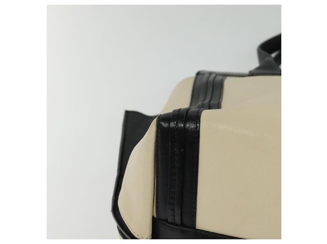 Chloé Chloe Alison Tote Bag Leather Beige Black Auth gh200 - view 10