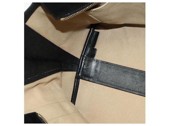 Chloé Chloe Alison Tote Bag Leather Beige Black Auth gh200 - view 17