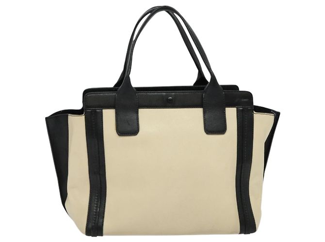 Chloé Chloe Alison Tote Bag Leather Beige Black Auth gh200 - view 2