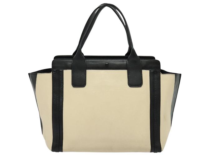 Chloé Chloe Alison Tote Bag Leather Beige Black Auth gh200 - view 3
