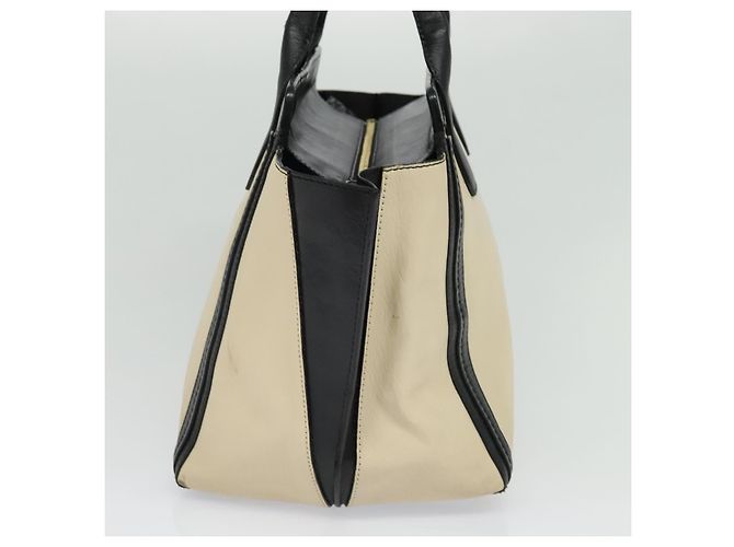 Chloé Chloe Alison Tote Bag Leather Beige Black Auth gh200 - view 4