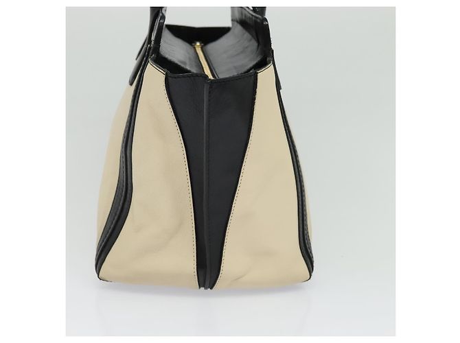 Chloé Chloe Alison Tote Bag Leather Beige Black Auth gh200 - view 5