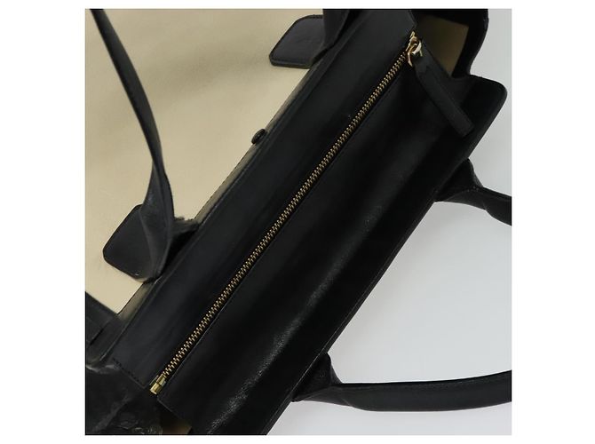Chloé Chloe Alison Tote Bag Leather Beige Black Auth gh200 - view 6
