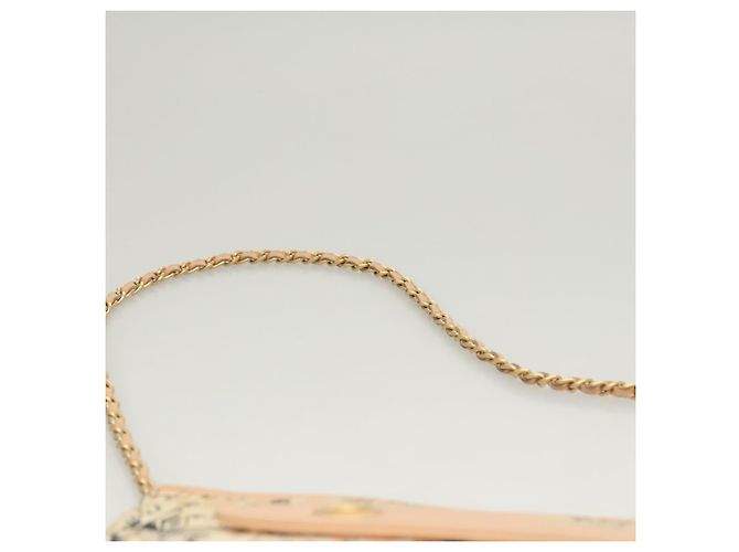 Chanel Pochette Accessorio in Seta Beige Oro CC Auth 125970 D'oro - vista 8