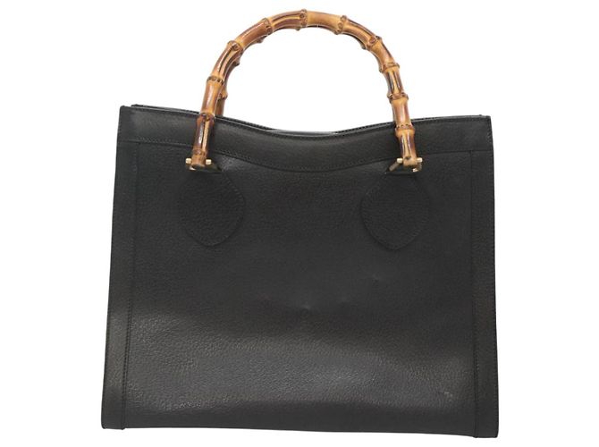 Borsa a mano in pelle Gucci Bamboo nera e oro 002 1095 0260 Auth mr1335 Nero D'oro - vista 2