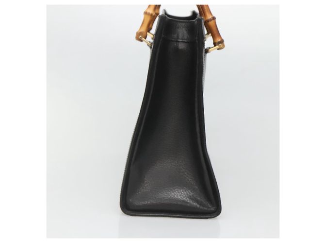 Borsa a mano in pelle Gucci Bamboo nera e oro 002 1095 0260 Auth mr1335 Nero D'oro - vista 4
