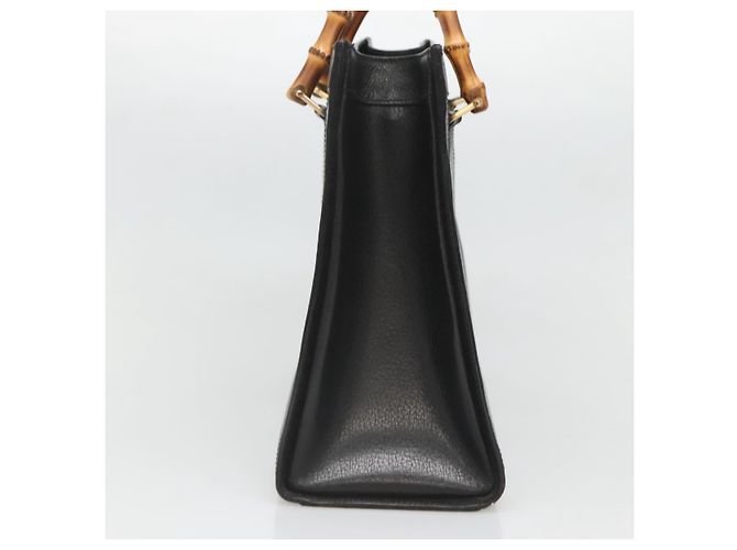 Borsa a mano in pelle Gucci Bamboo nera e oro 002 1095 0260 Auth mr1335 Nero D'oro - vista 5