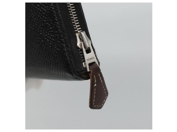 Hermès HERMES Azap Long Long Wallet Pelle Nera Argento Auth bs26278 Nero - vista 12