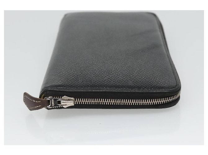 Hermès HERMES Azap Long Long Wallet Pelle Nera Argento Auth bs26278 Nero - vista 4