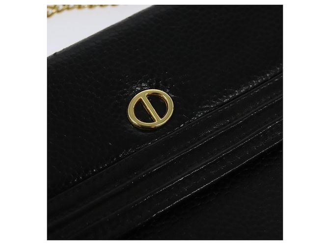 Borsa a spalla con catena Christian Dior in pelle nera e oro Auth BA2581 Nero D'oro - vista 14