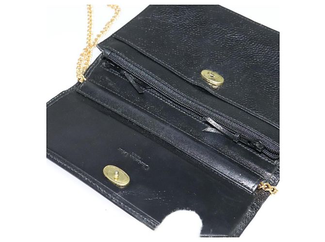 Borsa a spalla con catena Christian Dior in pelle nera e oro Auth BA2581 Nero D'oro - vista 15