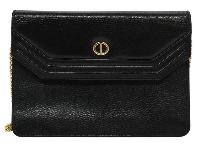 Borsa a spalla con catena Christian Dior in pelle nera e oro Auth BA2581 Nero D'oro - vista 2