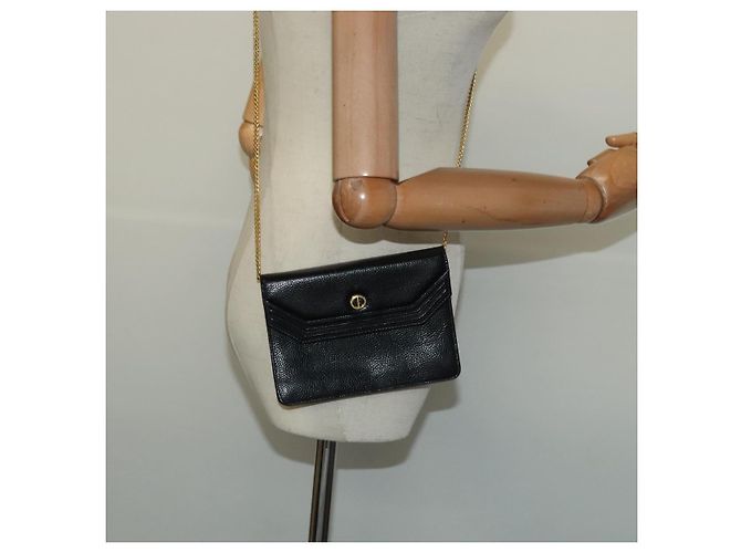 Borsa a spalla con catena Christian Dior in pelle nera e oro Auth BA2581 Nero D'oro - vista 22