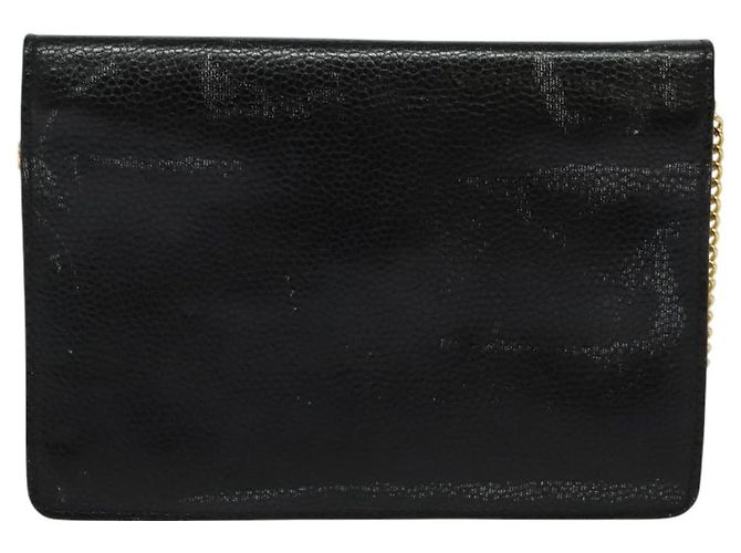 Borsa a spalla con catena Christian Dior in pelle nera e oro Auth BA2581 Nero D'oro - vista 3