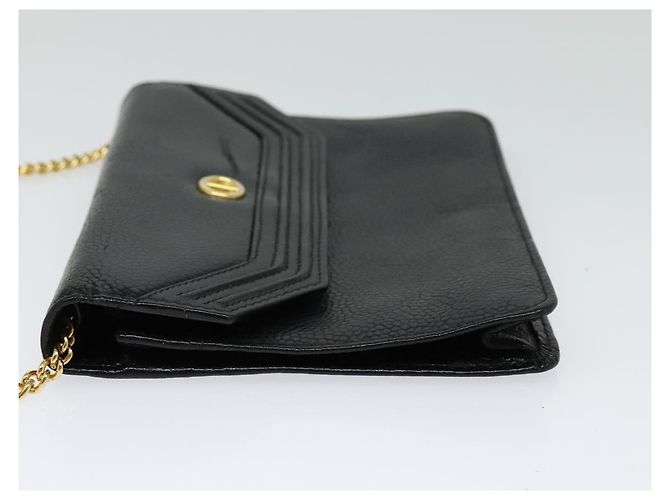 Borsa a spalla con catena Christian Dior in pelle nera e oro Auth BA2581 Nero D'oro - vista 4