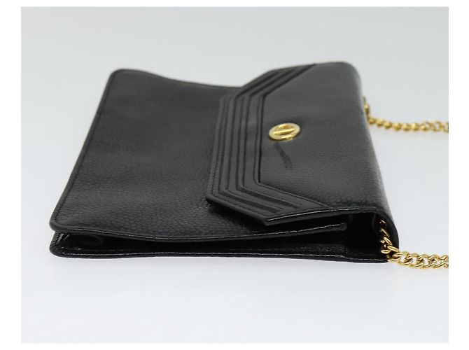 Borsa a spalla con catena Christian Dior in pelle nera e oro Auth BA2581 Nero D'oro - vista 5