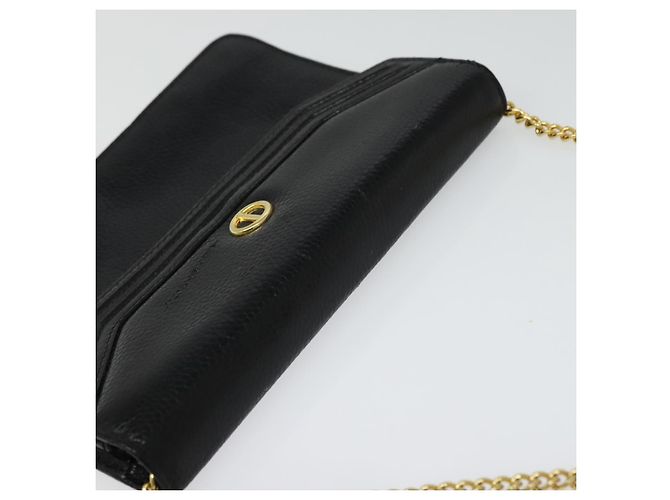 Borsa a spalla con catena Christian Dior in pelle nera e oro Auth BA2581 Nero D'oro - vista 6