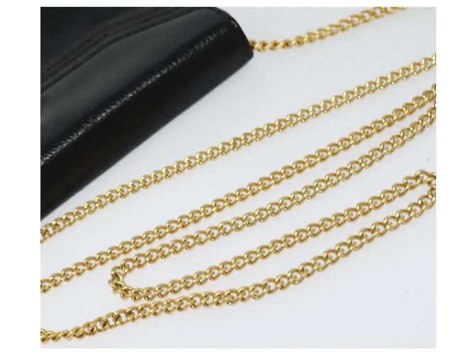 Borsa a spalla con catena Christian Dior in pelle nera e oro Auth BA2581 Nero D'oro - vista 7