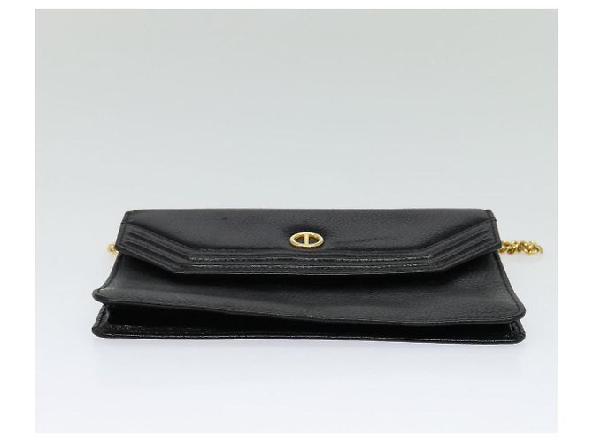 Borsa a spalla con catena Christian Dior in pelle nera e oro Auth BA2581 Nero D'oro - vista 9