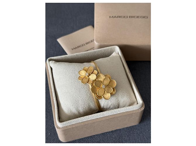 Autre Marque Bracciale rigido Marco Bicego Lunaria Petali in oro giallo 18K e diamanti D'oro Gold hardware - vista 3