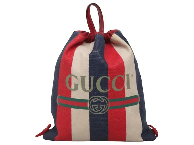GUCCI Web Sherry Line Rucksack Canvas Rot Blau 473872 Auth 125637 - Ansicht 2