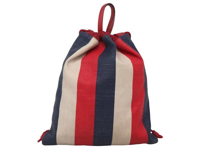GUCCI Web Sherry Line Rucksack Canvas Rot Blau 473872 Auth 125637 - Ansicht 3