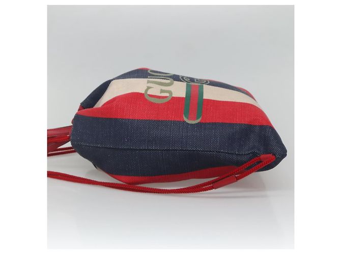 GUCCI Web Sherry Line Rucksack Canvas Rot Blau 473872 Auth 125637 - Ansicht 4